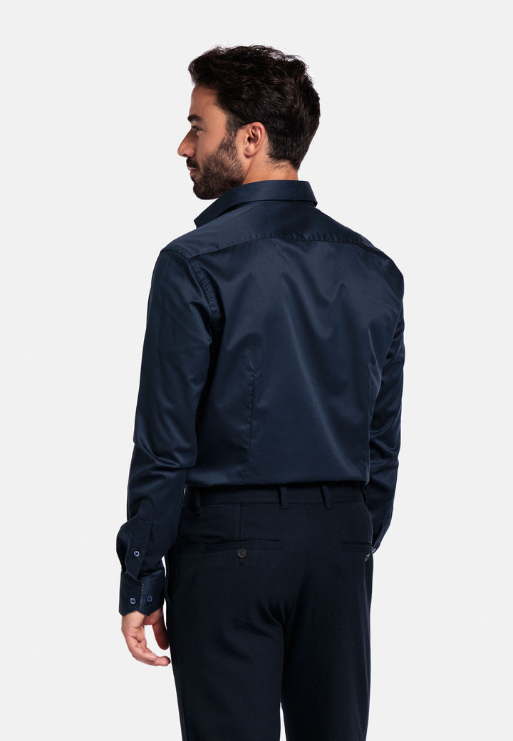 Giordano Locarno Semi Cutaway Twill Overhemd - Donkerblauw - 527877-60