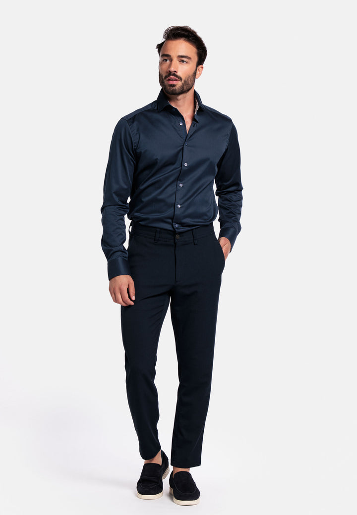 Giordano Locarno Semi Cutaway Twill Overhemd - Donkerblauw - 527877-60