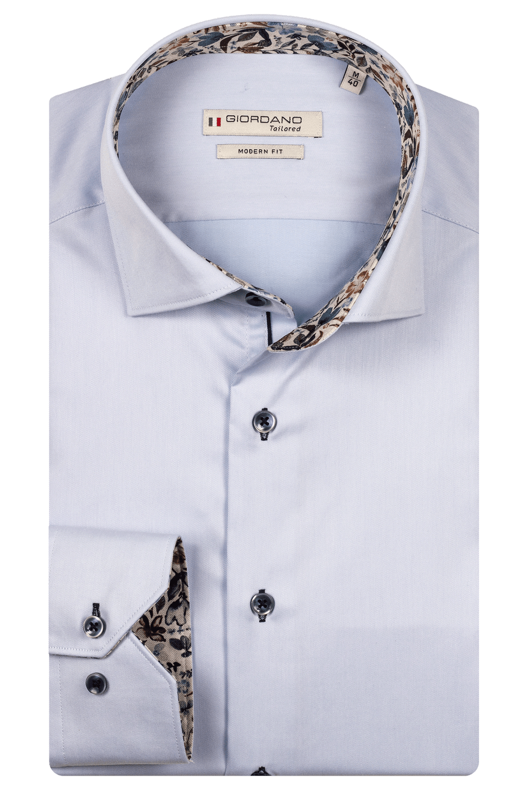 Giordano Locarno Semi Cutaway Twill Overhemd - Blauw - 527877-61