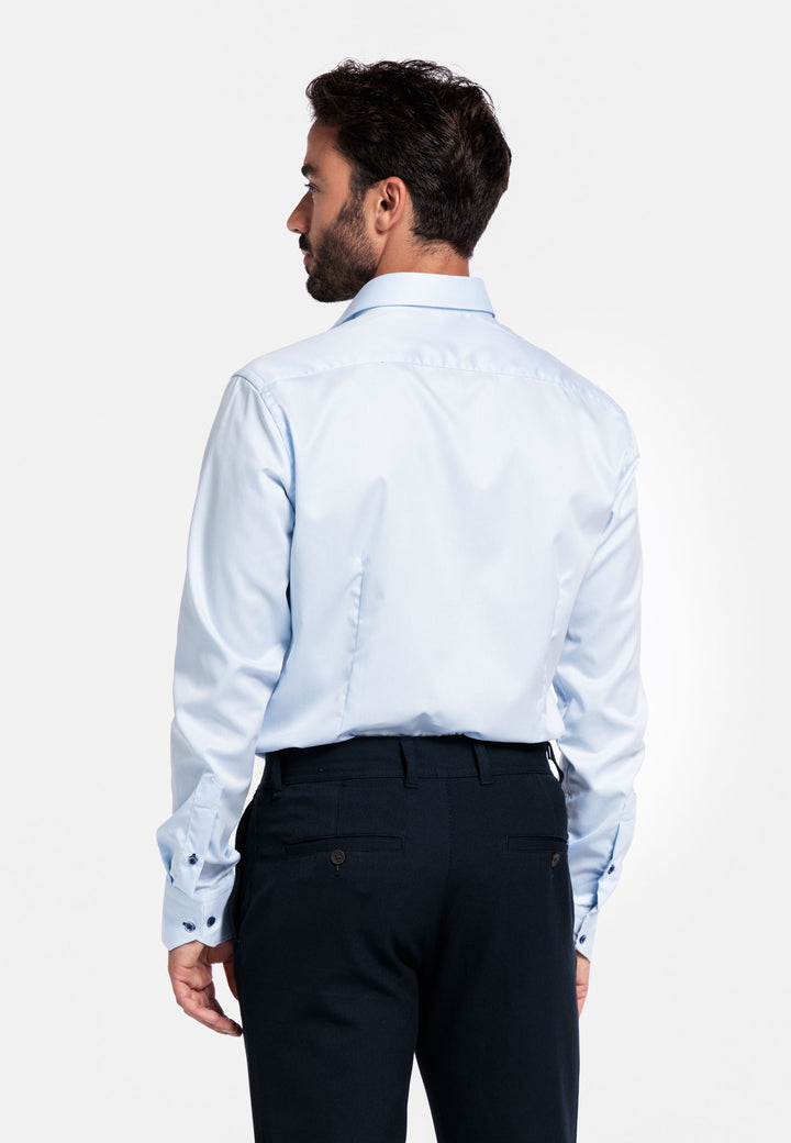 Giordano Locarno Semi Cutaway Twill Overhemd - Blauw - 527877-61