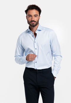 Giordano Locarno Semi Cutaway Twill Overhemd - Blauw - 527877-61