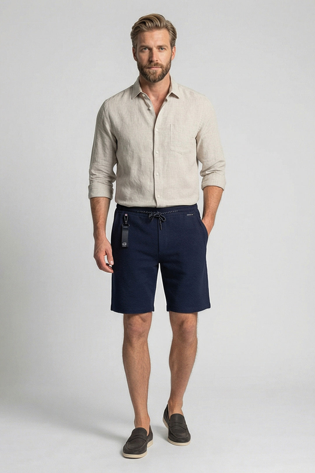 Giordano Sassari Seersucker Shorts - Blauw