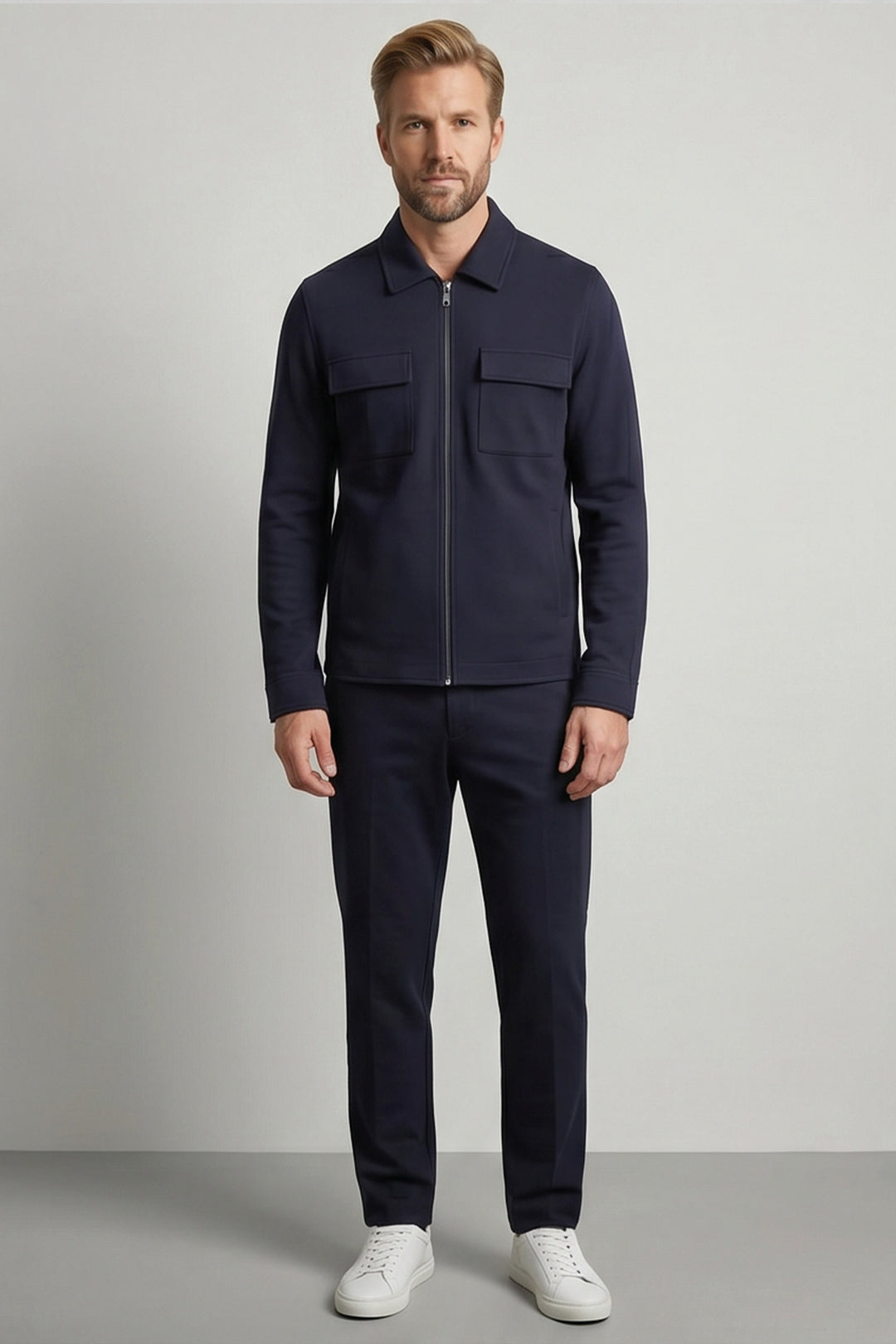Giordano Carissio Interlock Overshirt - Navy