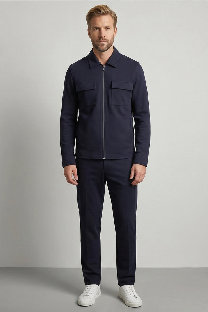 Giordano Carissio Interlock Overshirt - Navy