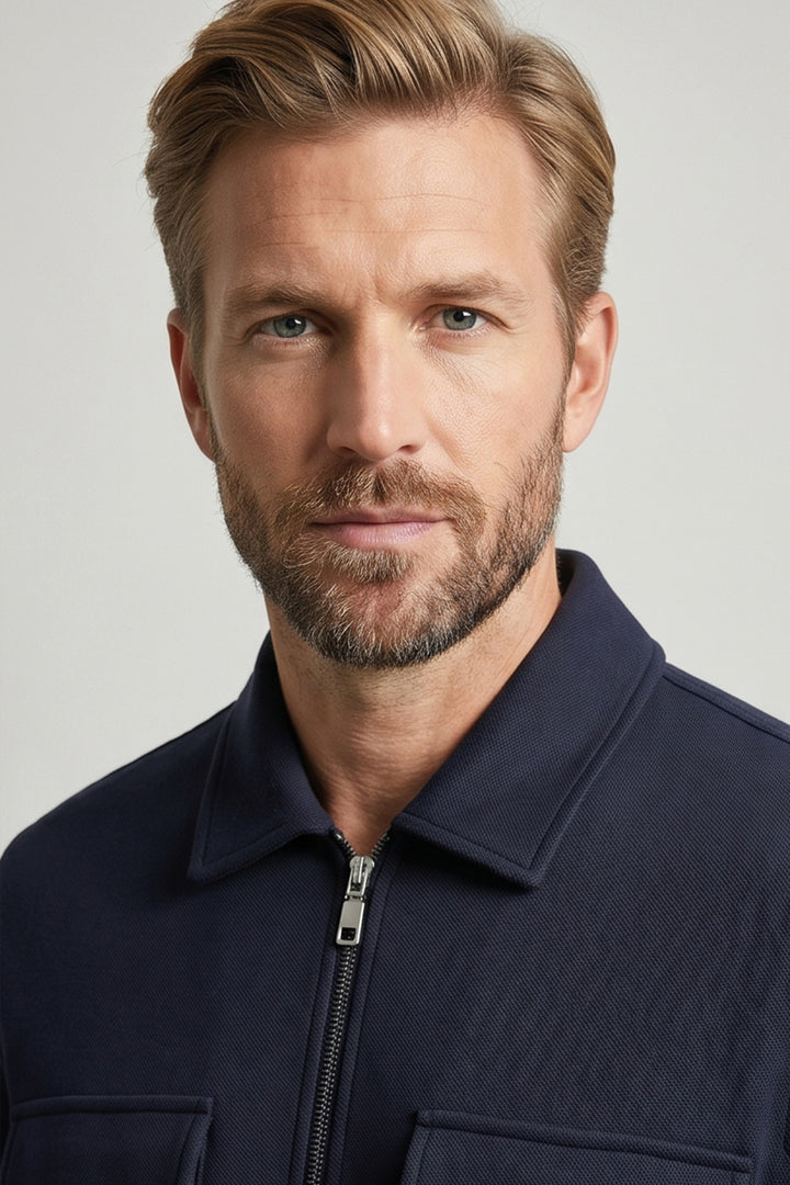 Giordano Carissio Interlock Overshirt - Navy