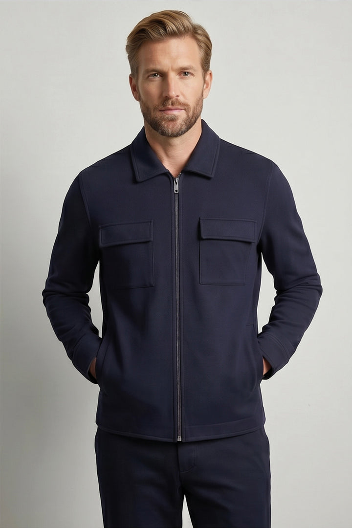 Giordano Carissio Interlock Overshirt - Navy