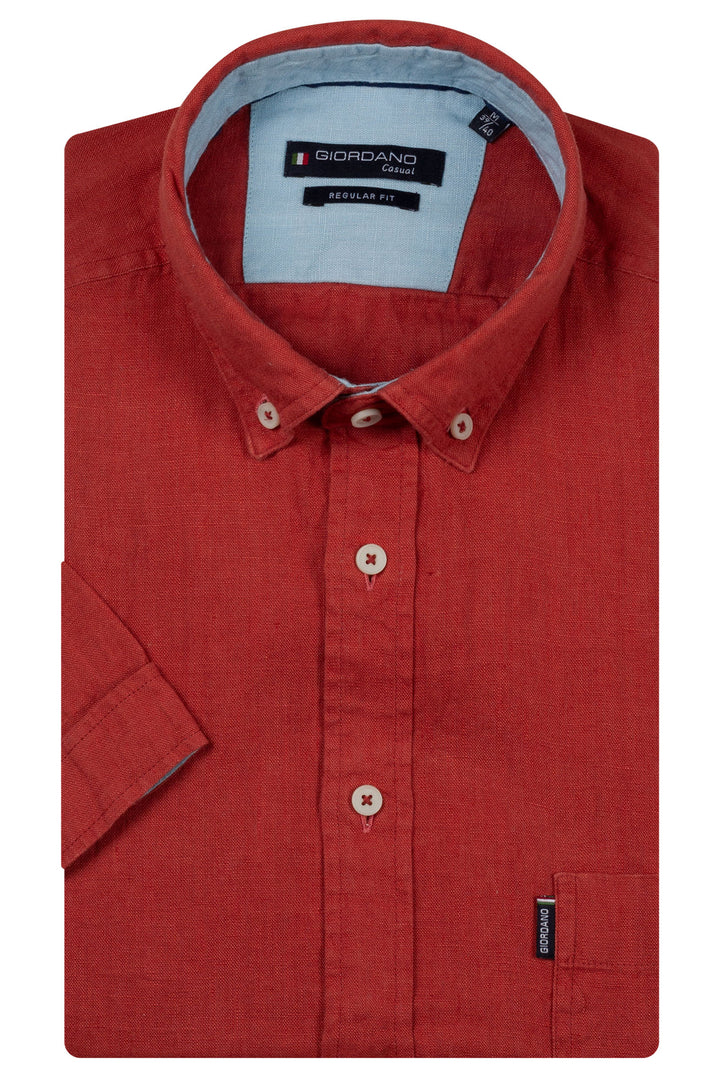 Giordano League Korte mouw Overhemd - Rood