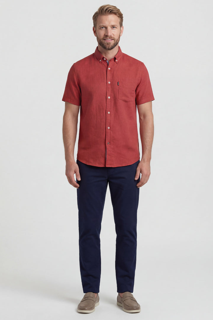 Giordano League Korte mouw Overhemd - Rood