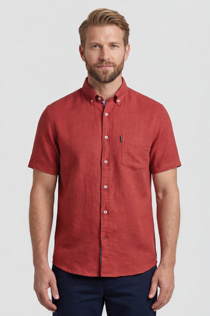 Giordano League Korte mouw Overhemd - Rood