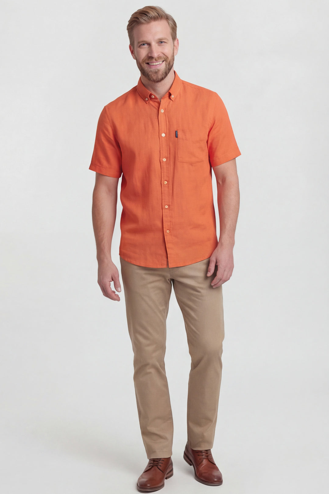 Giordano League Korte mouw Overhemd - Oranje