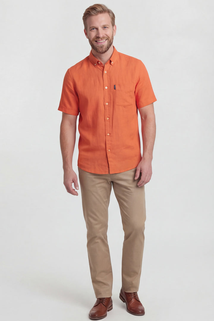 Giordano League Korte mouw Overhemd - Oranje