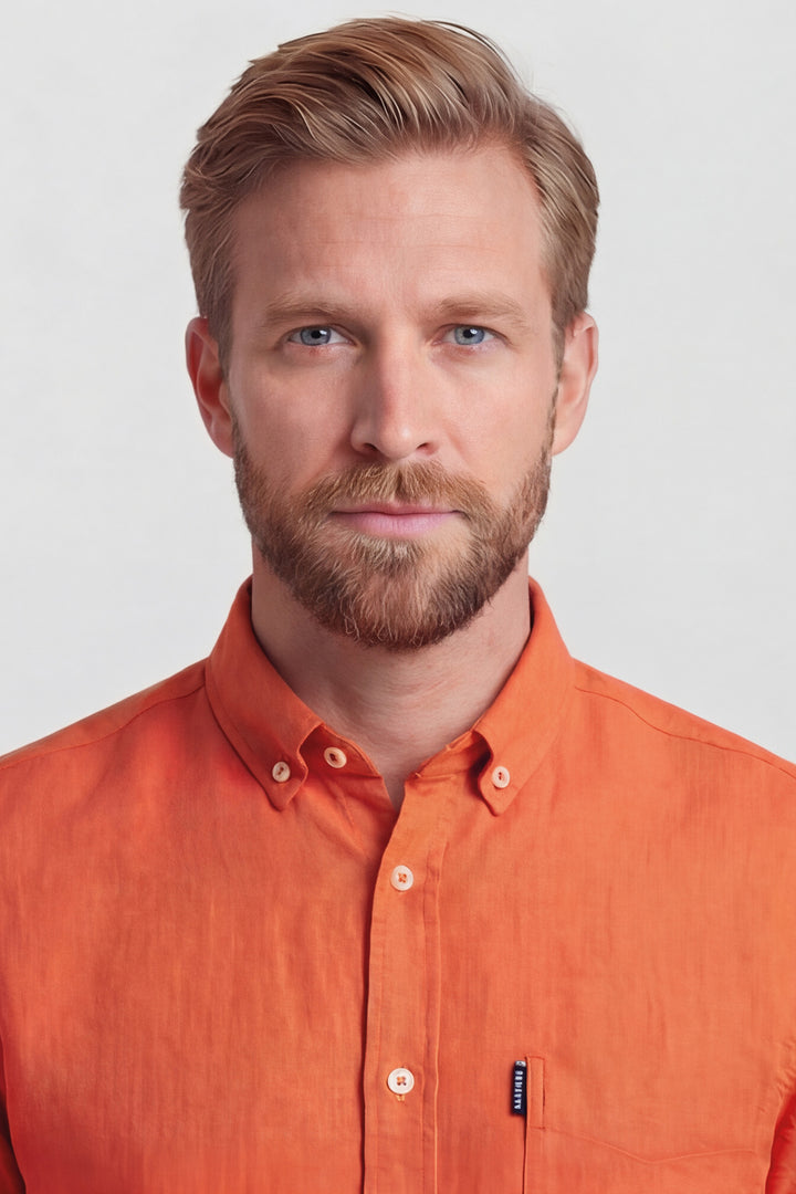 Giordano League Korte mouw Overhemd - Oranje