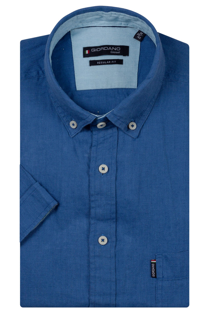 Giordano League Korte mouw Overhemd - Denim Blauw