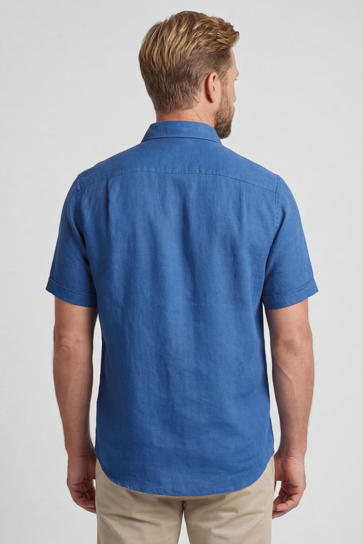 Giordano League Korte mouw Overhemd - Denim Blauw