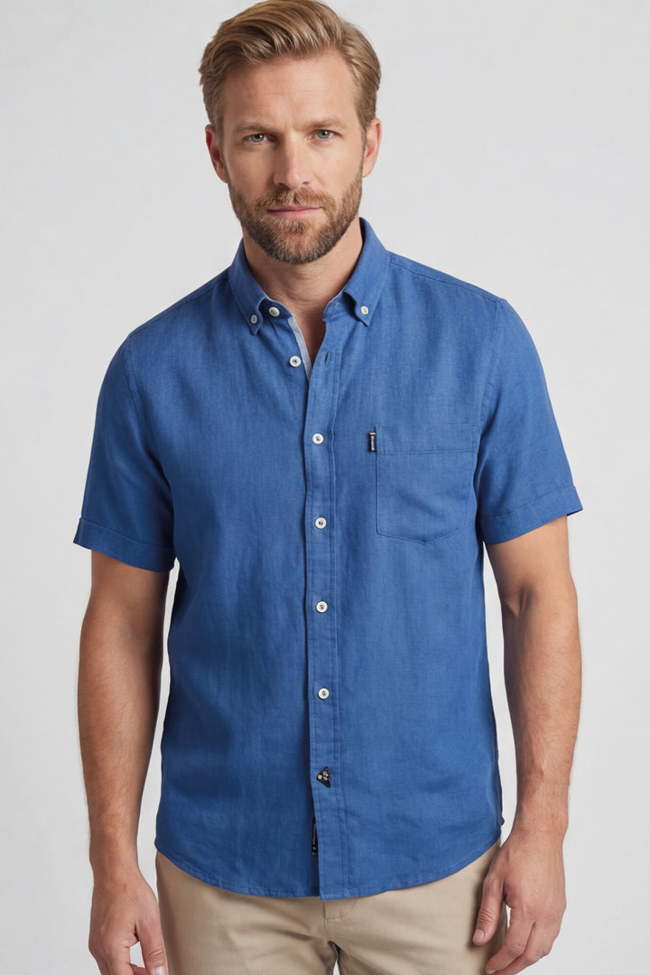 Giordano League Korte mouw Overhemd - Denim Blauw