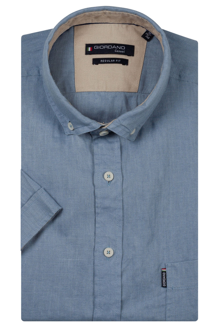 Giordano League Korte mouw Overhemd - Blauw