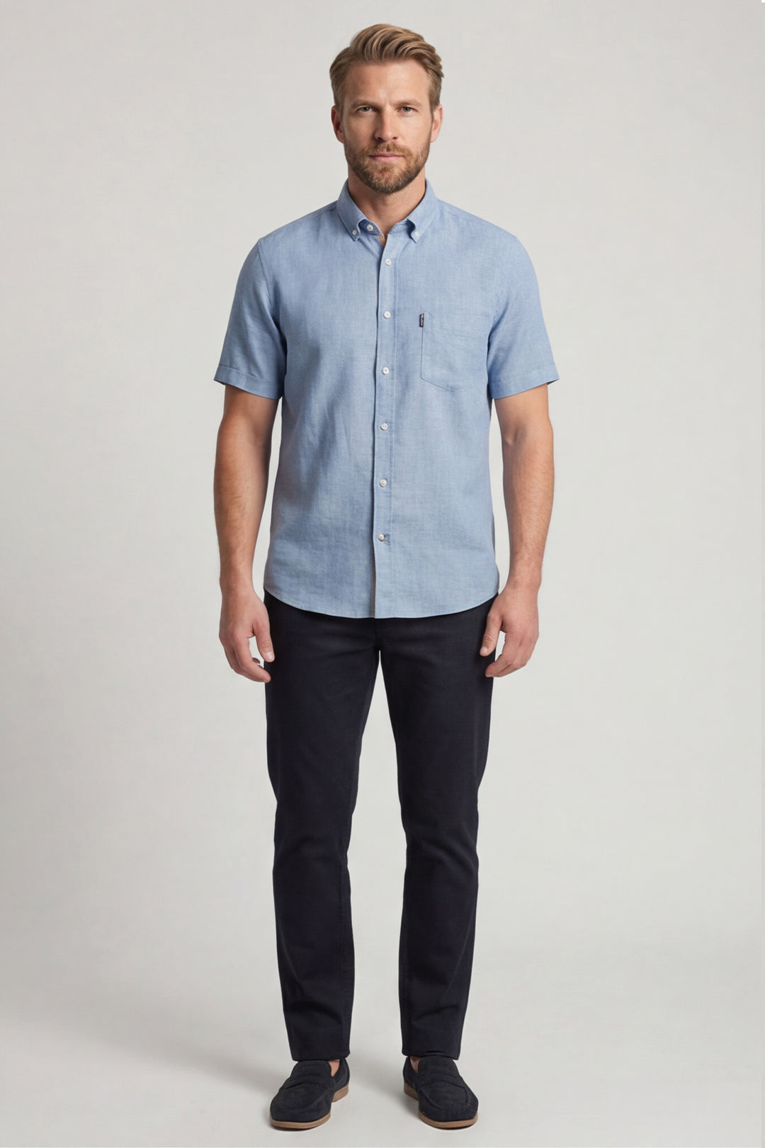 Giordano League Korte mouw Overhemd - Blauw