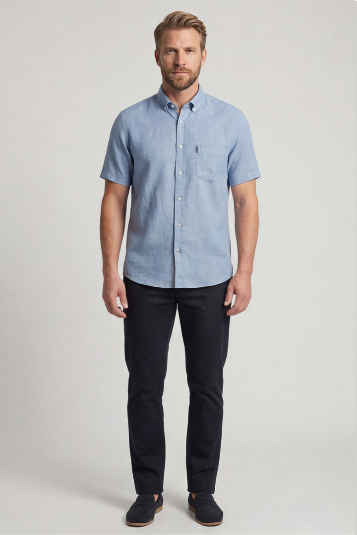 Giordano League Korte mouw Overhemd - Blauw