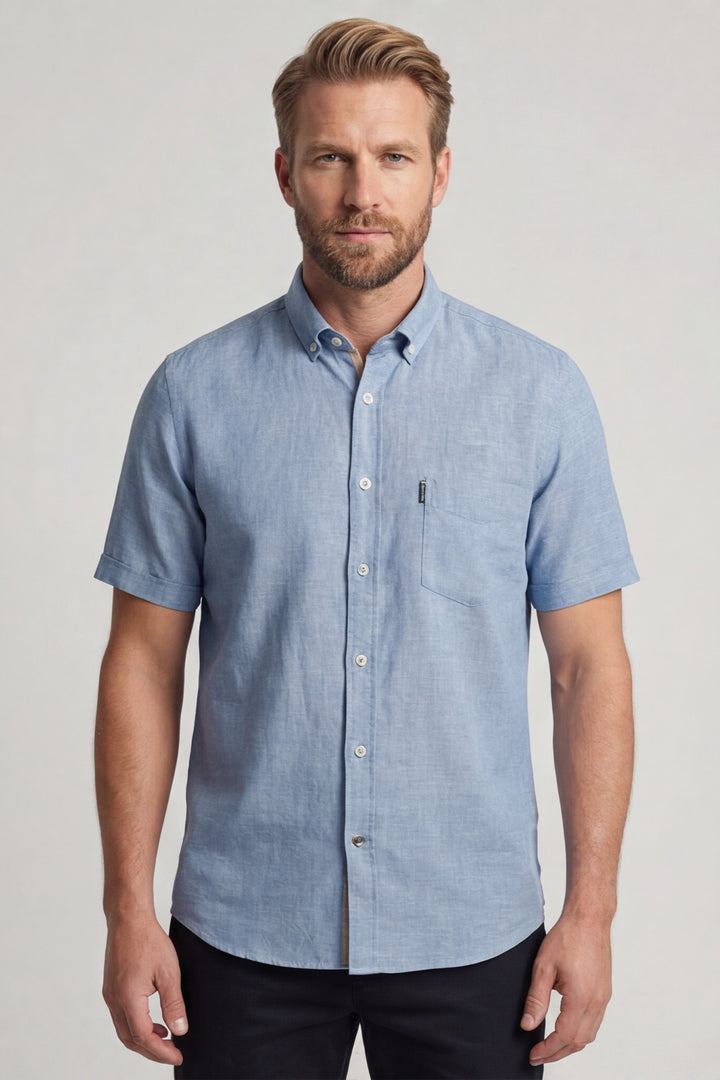 Giordano League Korte mouw Overhemd - Blauw