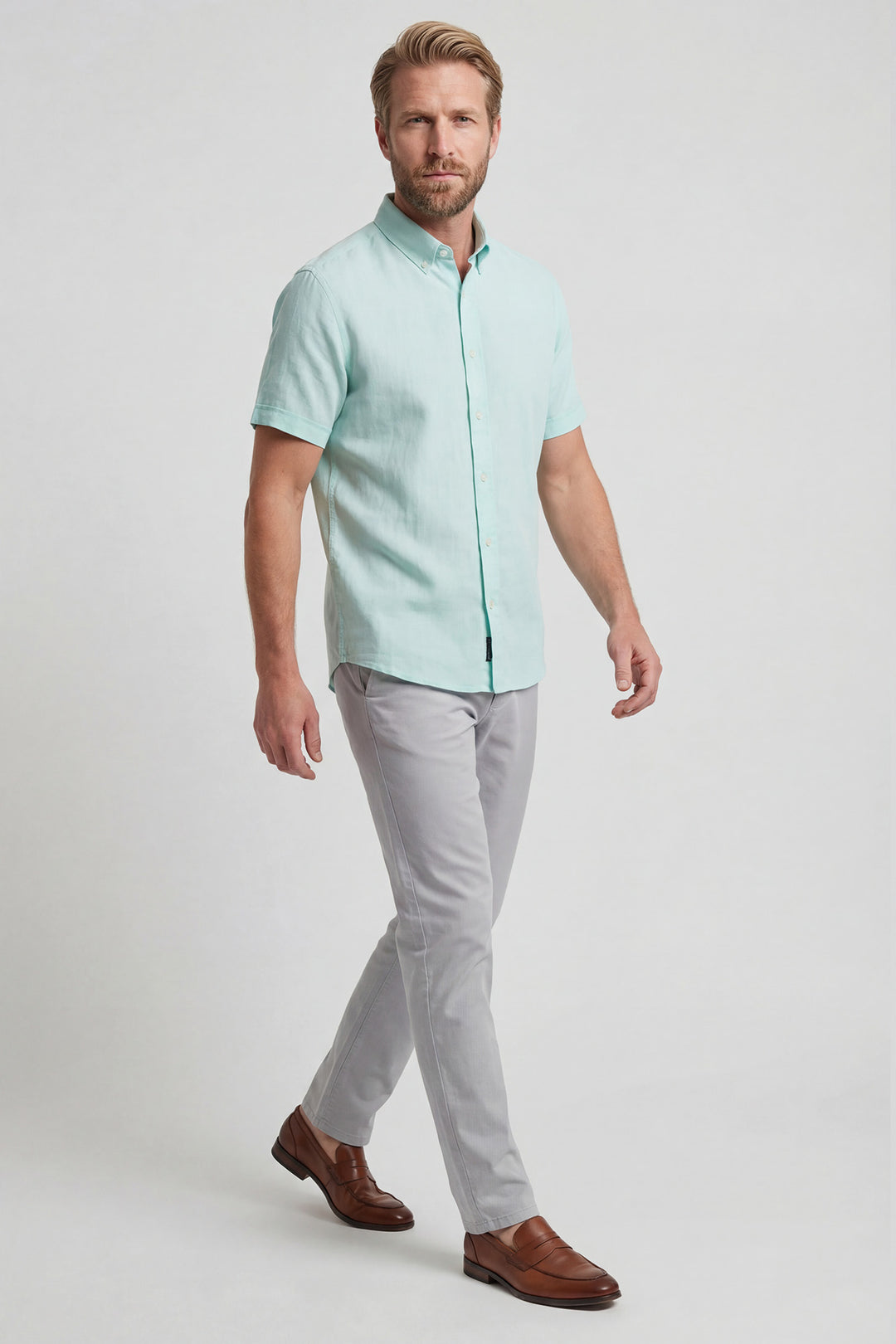 Giordano League Korte mouw Overhemd - Middenblauw