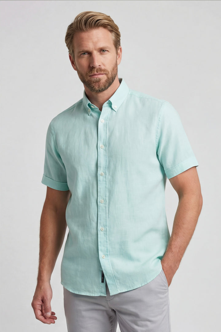 Giordano League Korte mouw Overhemd - Middenblauw