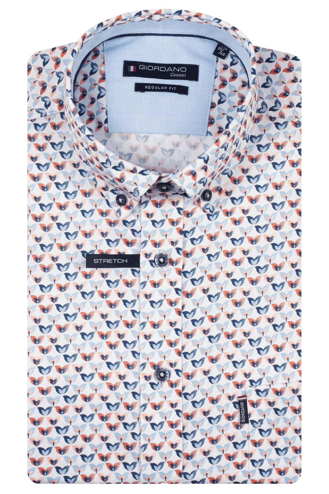 Giordano League Korte mouw Print Overhemd - Rood