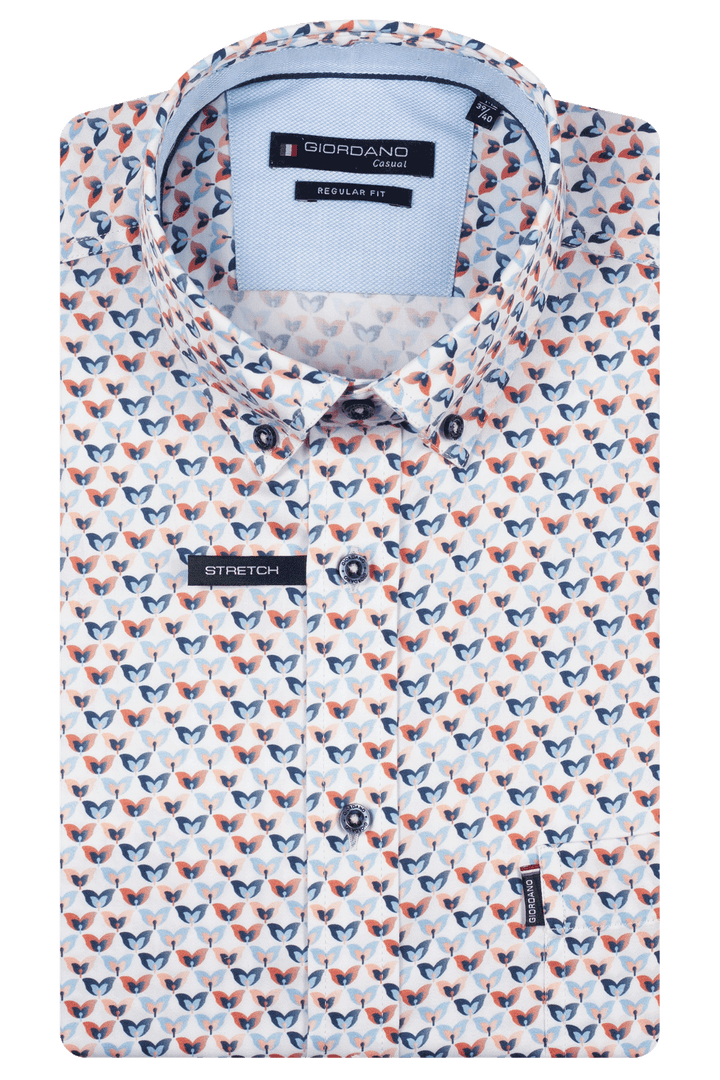 Giordano League Korte mouw Print Overhemd - Rood