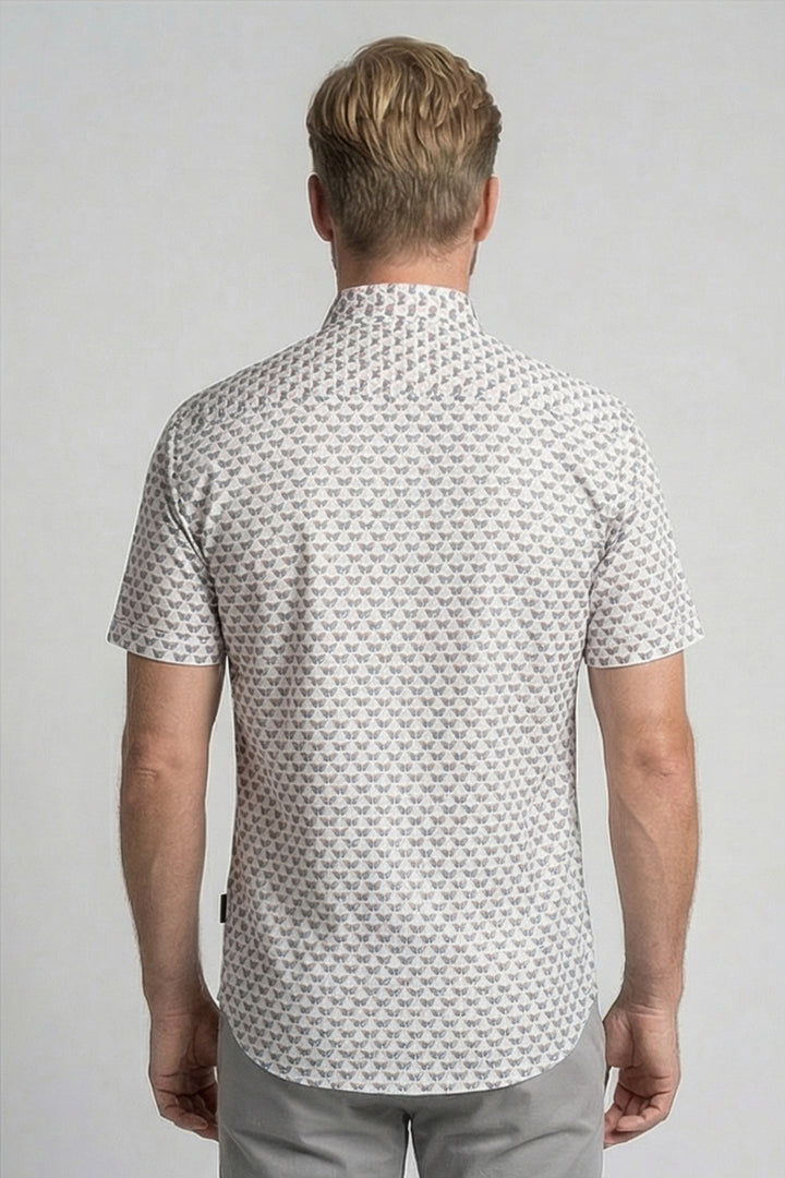 Giordano League Korte mouw Print Overhemd - Rood