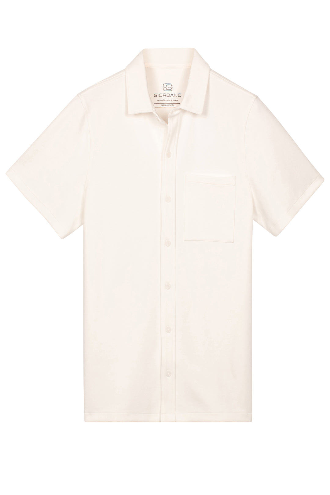 Giordano Puglia Interlock Korte Mouw Overhemd - Wit
