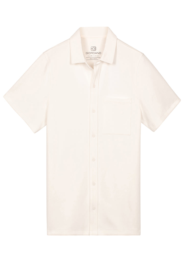 Giordano Puglia Interlock Korte Mouw Overhemd - Wit