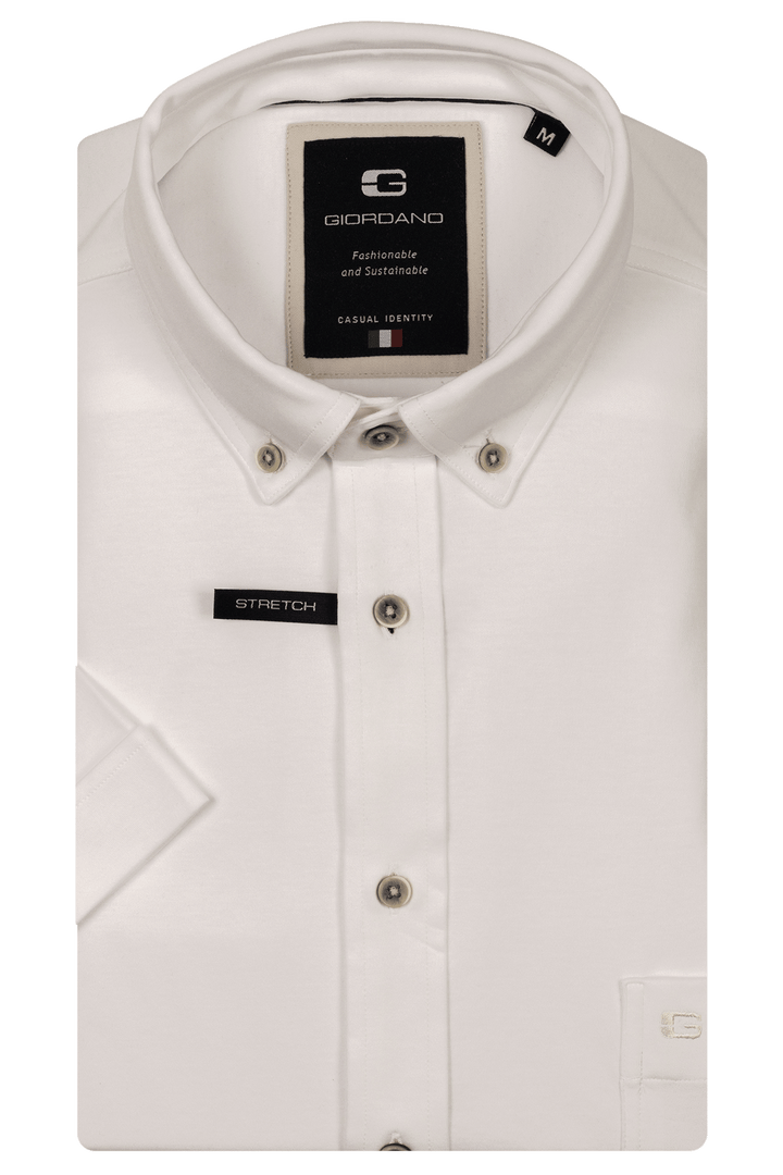 Giordano Alfa Liquid Cotton Korte mouw overhemd - Wit