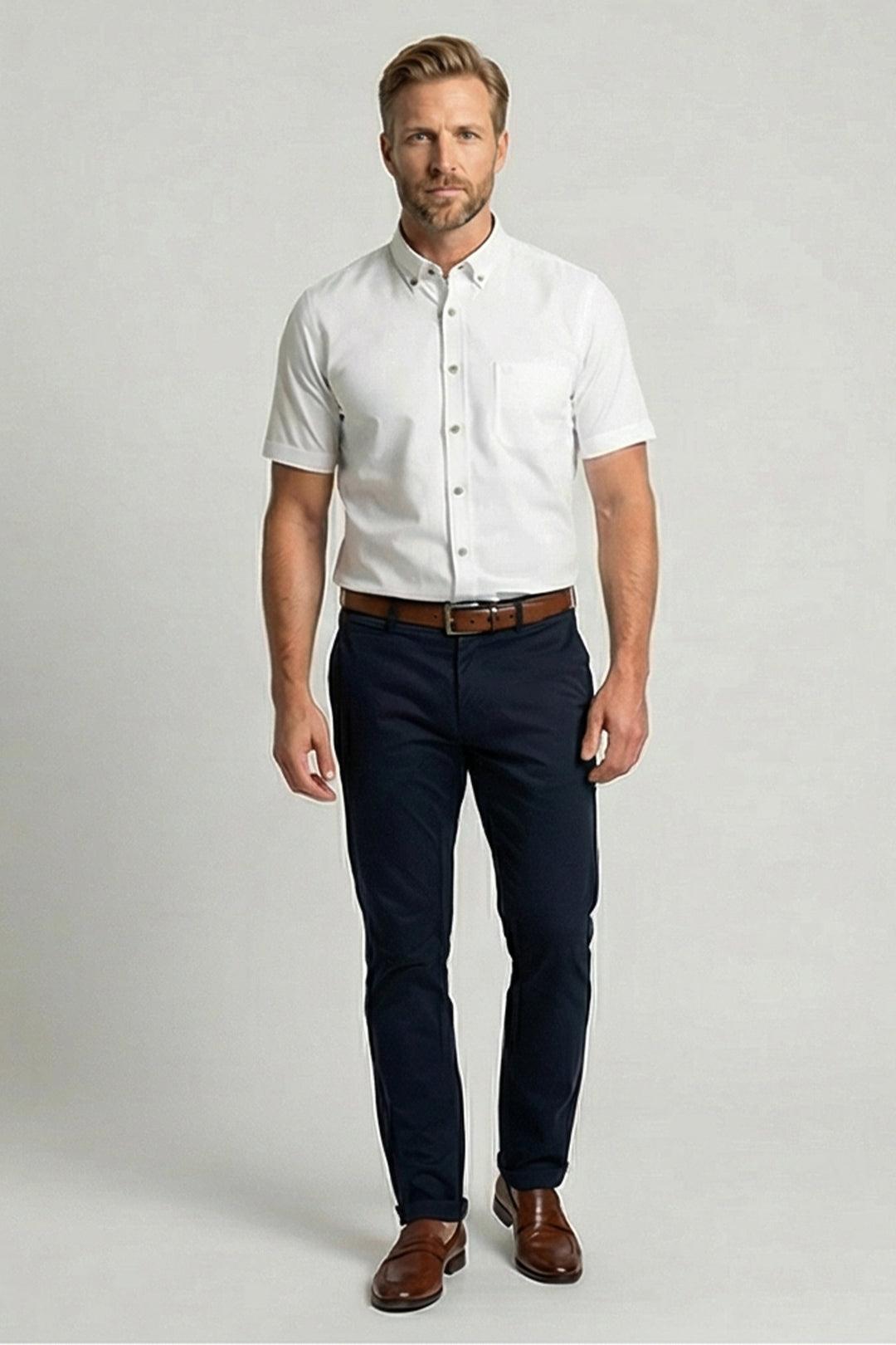 Giordano Alfa Liquid Cotton Korte mouw overhemd - Wit