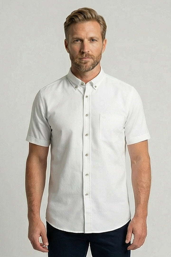 Giordano Alfa Liquid Cotton Korte mouw overhemd - Wit
