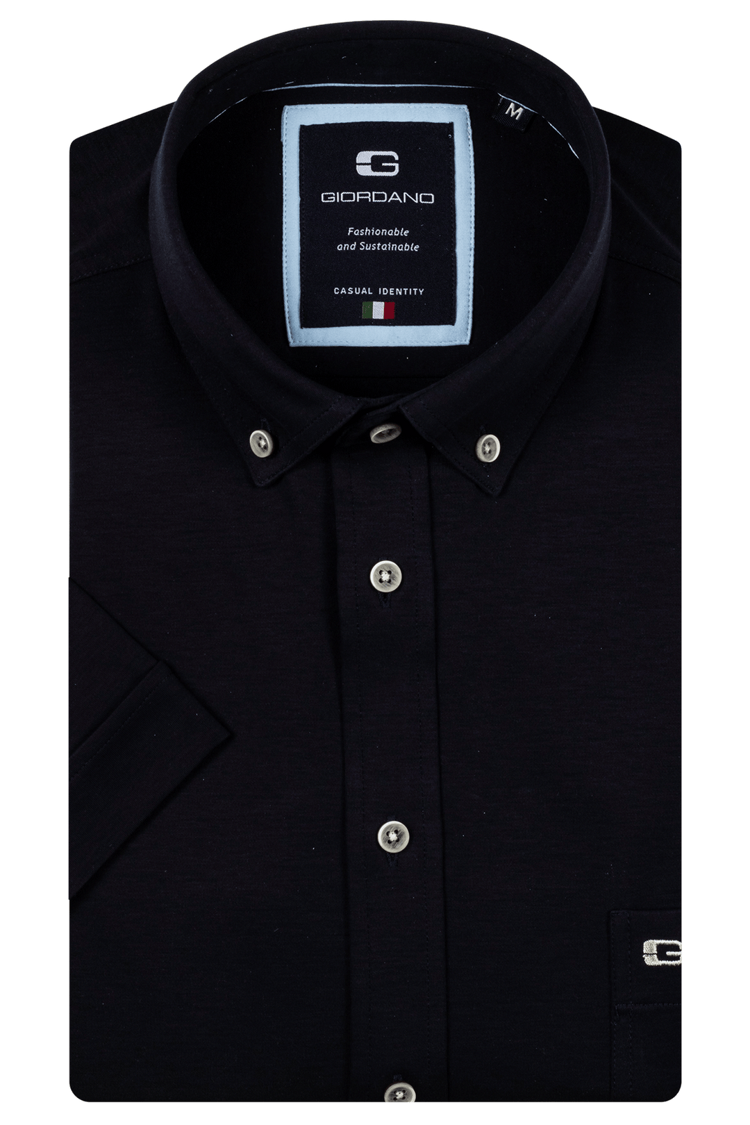 Giordano Alfa Liquid Cotton Korte mouw overhemd - Navy