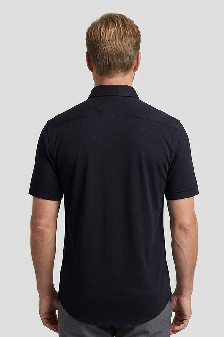 Giordano Alfa Liquid Cotton Korte mouw overhemd - Navy
