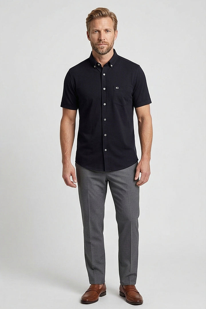 Giordano Alfa Liquid Cotton Korte mouw overhemd - Navy
