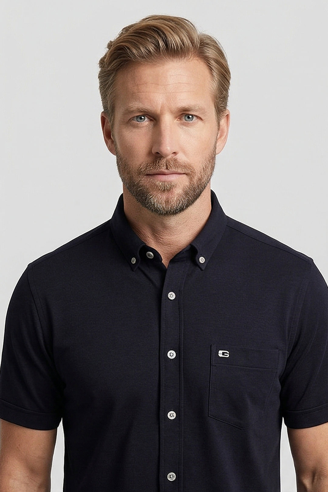 Giordano Alfa Liquid Cotton Korte mouw overhemd - Navy