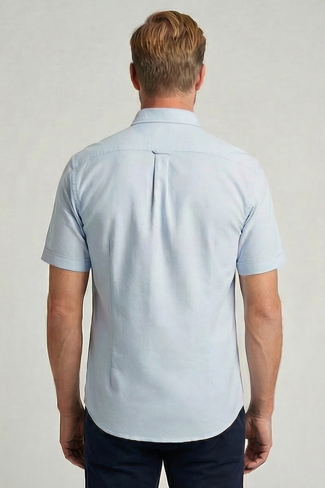 Giordano Alfa Liquid Cotton Korte mouw overhemd - Lichtblauw