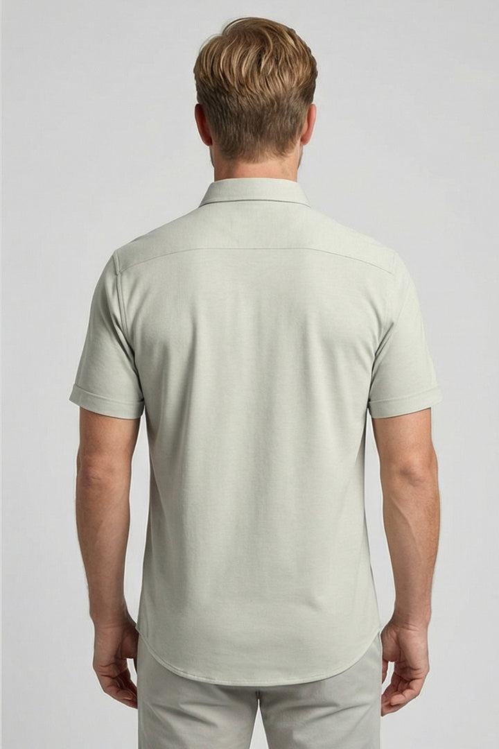 Giordano Alfa Liquid Cotton Korte mouw overhemd - Lichtgroen