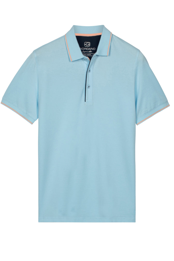 Giordano Torino Two-ply Polo - Lichtblauw