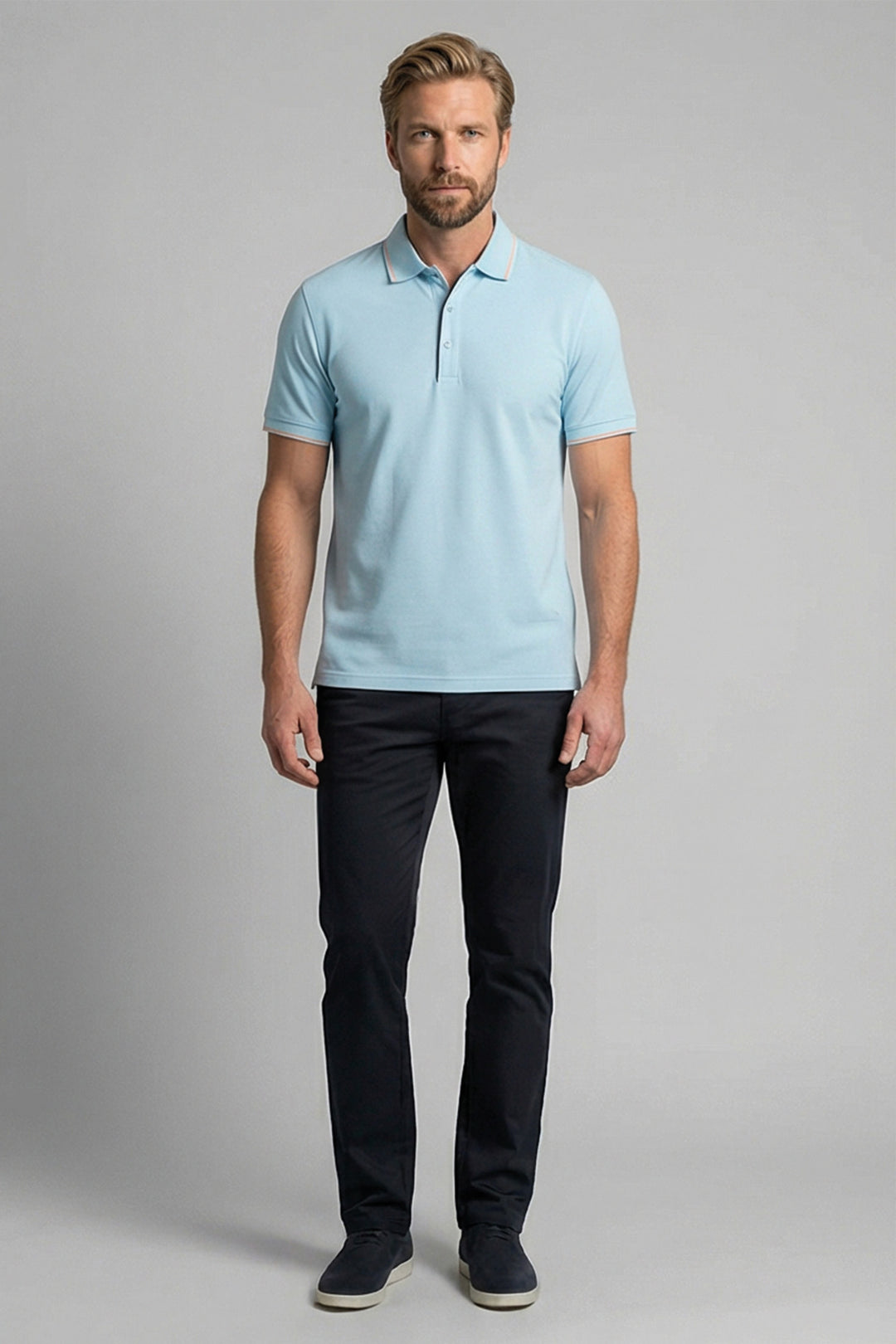 Giordano Torino Two-ply Polo - Lichtblauw