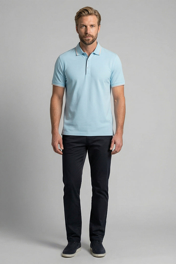 Giordano Torino Two-ply Polo - Lichtblauw