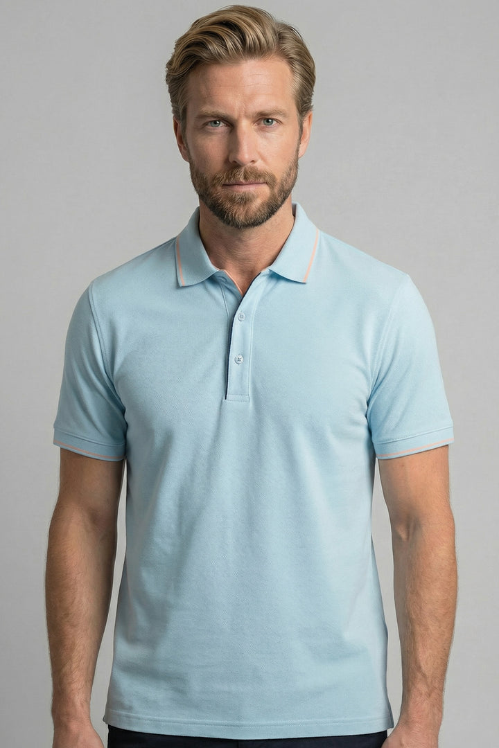 Giordano Torino Two-ply Polo - Lichtblauw