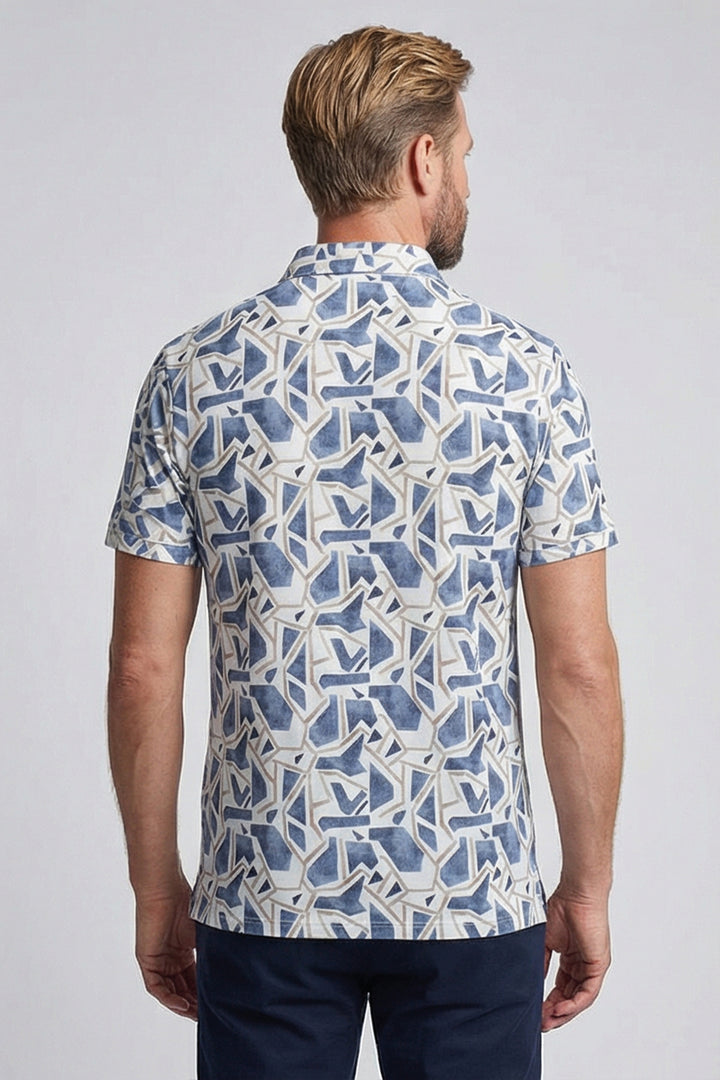 Giordano Formentini Print Korte Mouw Overhemd - Blauw