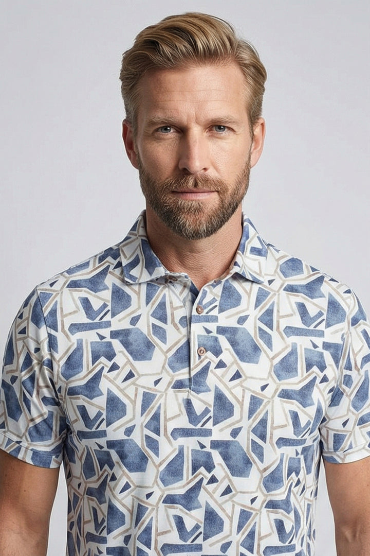 Giordano Formentini Print Korte Mouw Overhemd - Blauw