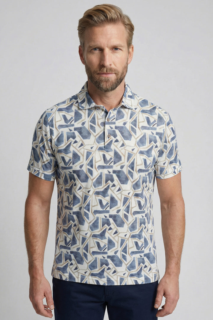 Giordano Formentini Print Korte Mouw Overhemd - Blauw