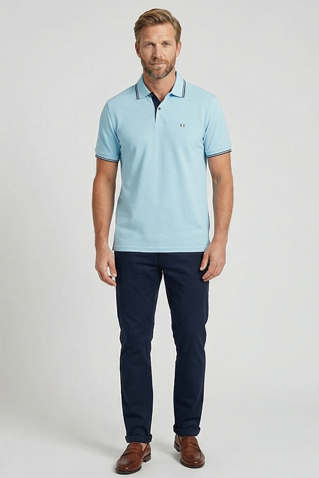 Giordano Nico Signature Polo - Lichtblauw