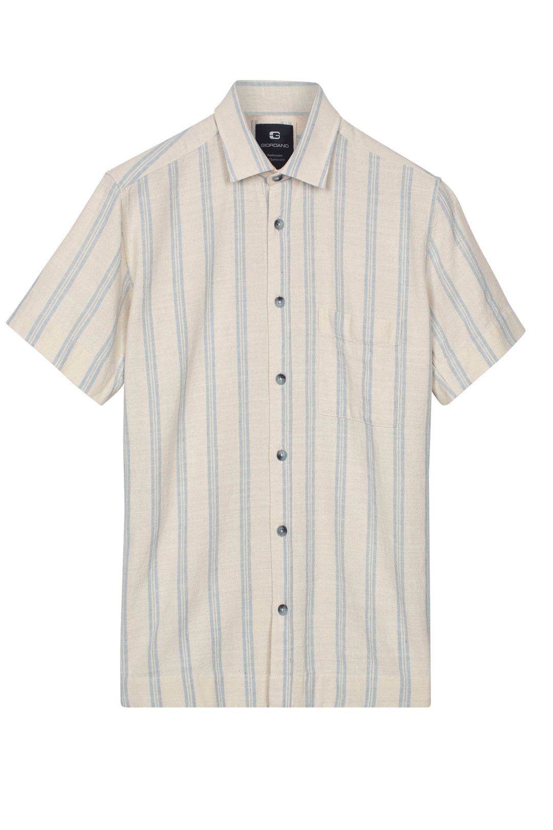 Giordano Puglia Gestreept Korte Mouwen Overhemd - Blue