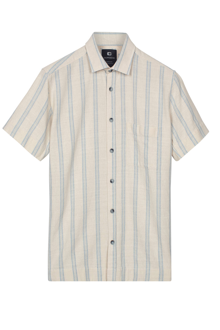 Giordano Puglia Gestreept Korte Mouwen Overhemd - Blue