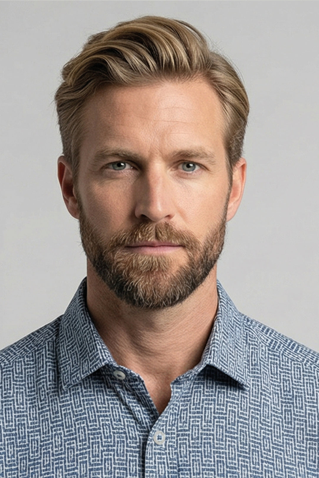 Giordano Puglia Sturctuur Korte Mouw Overhemd - Middenblauw